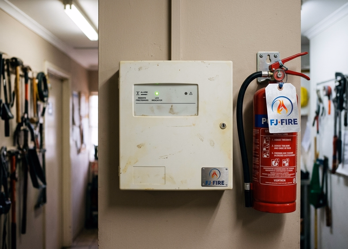 Alarme incendie type 4 et extincteur verifies dans un bar-restaurant ferme la nuit, equipements de securite ERP type N
