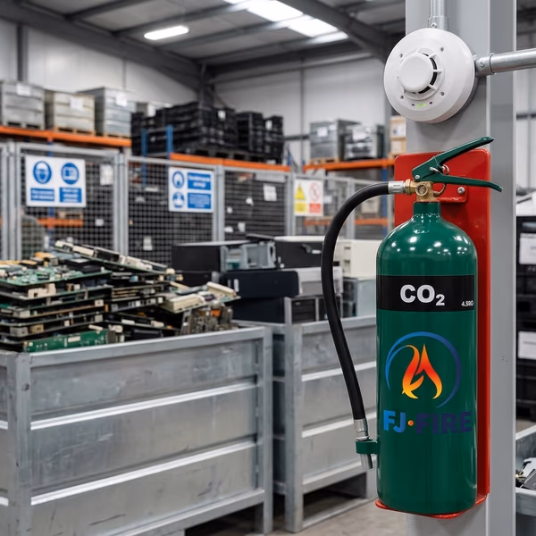 Extincteur professionnel et détecteur thermique dans un entrepôt de stockage de batteries lithium — conformité ICPE