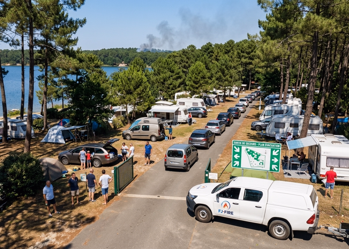 Lacanau : 4 000 vacanciers évacués le 28 juillet 2026. Ce que tout camping en zone forestière doit préparer