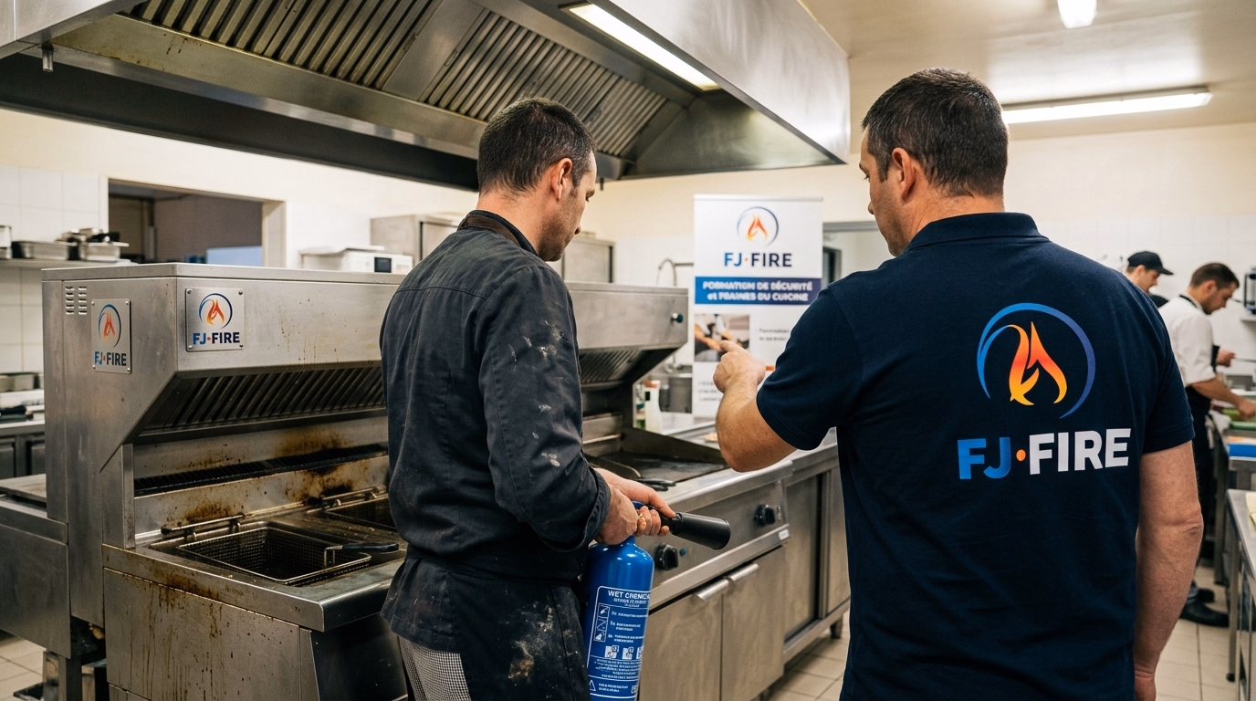 Formation incendie en restaurant : feu de friteuse et classe F
