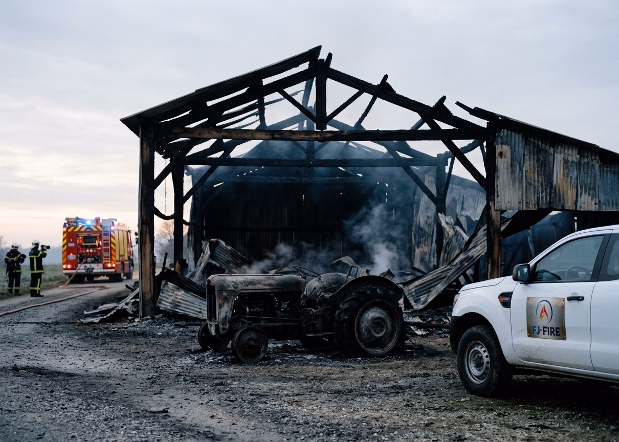 Saint-Germain-et-Mons (Dordogne) : un hangar agricole detruit en pleine nuit, 19 tonnes de ble parties en fumee