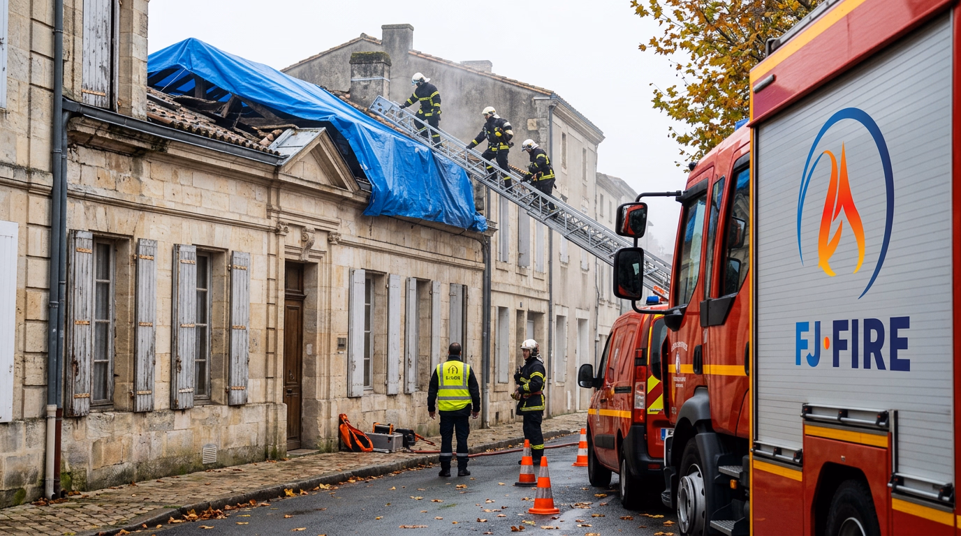 Montendre : un incendie de toiture détruit deux appartements, un immeuble voisin évacué