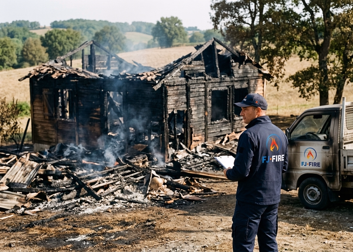 Fonroque (Dordogne) : 5 extincteurs vidés, une maison de camping entièrement détruite. Ce que le propriétaire aurait dû savoir