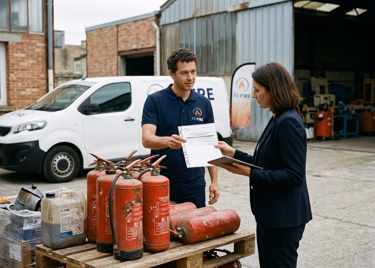 Recyclage extincteur en entreprise : collecte, traçabilité et bordereau (BSDD)