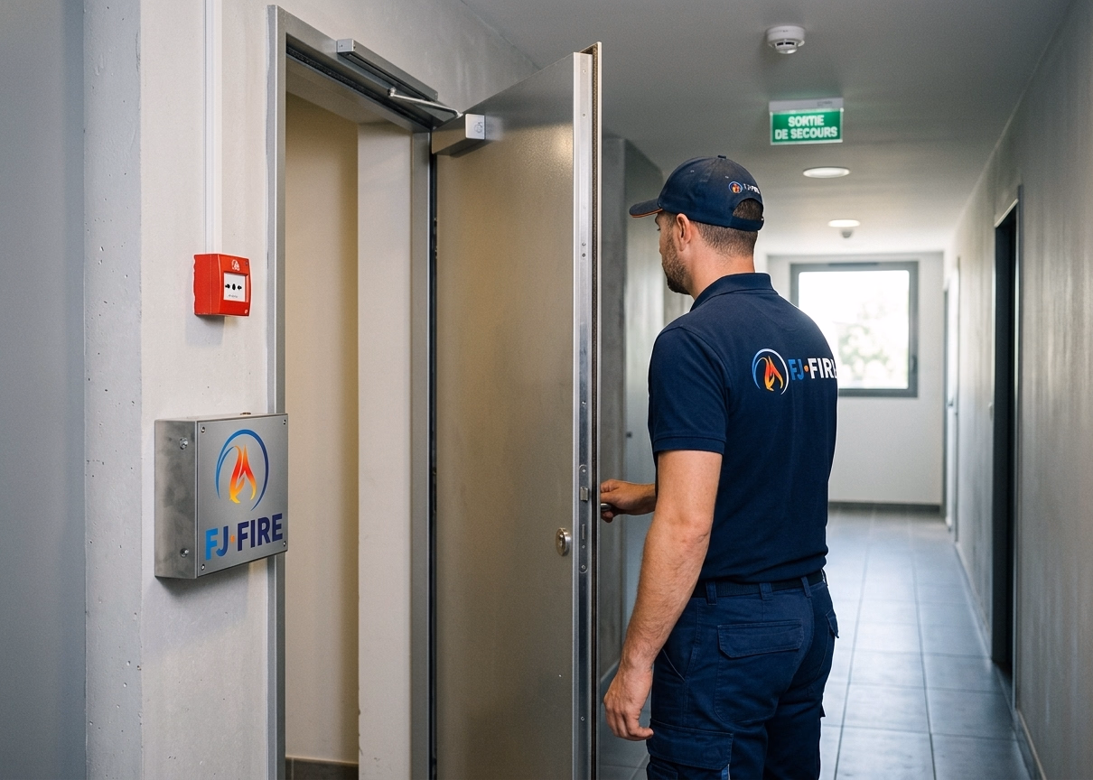 Ventouse électromagnétique et DAS : la porte coupe-feu asservie au SSI