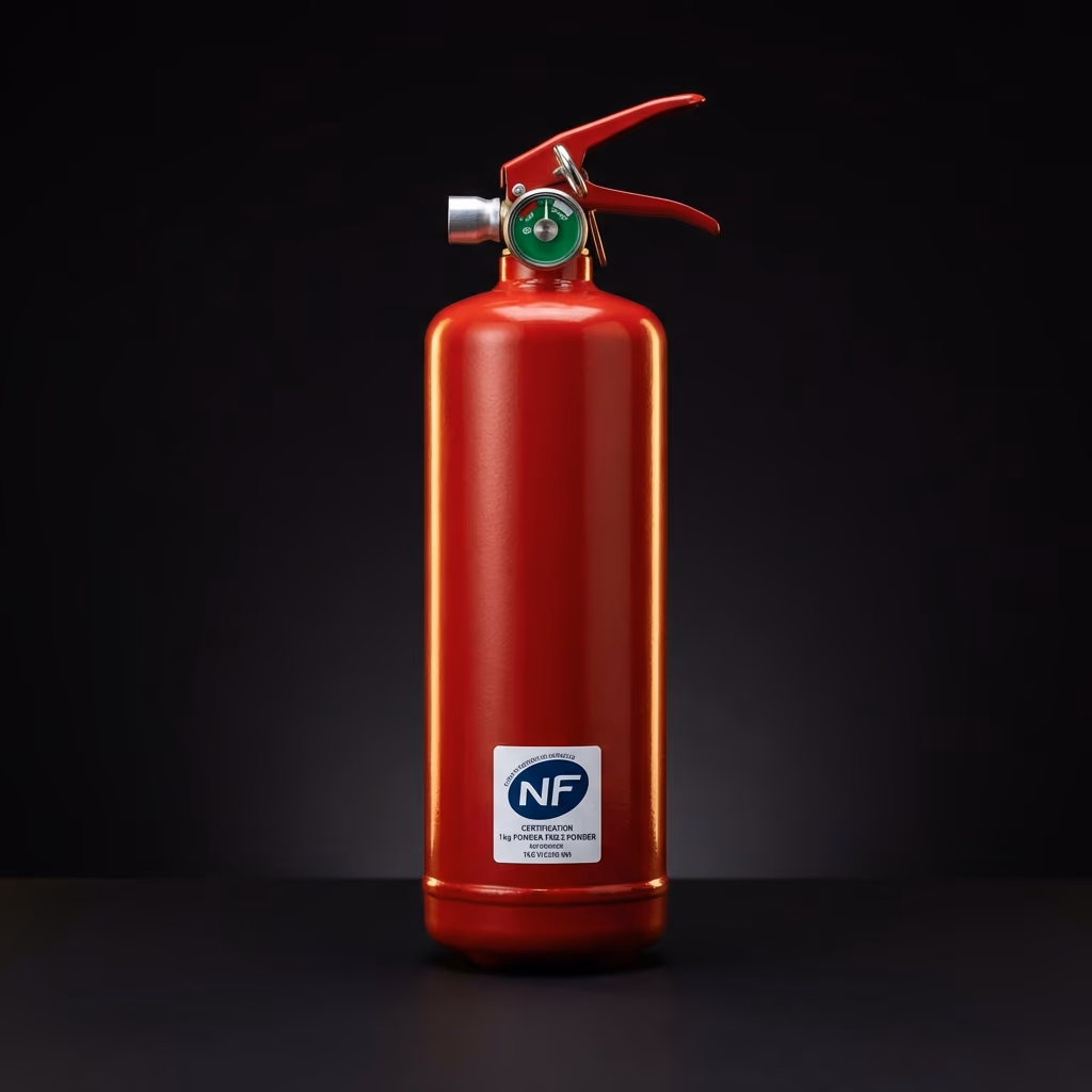Extincteur poudre ABC 1kg photo produit premium fond sombre — FJ Fire