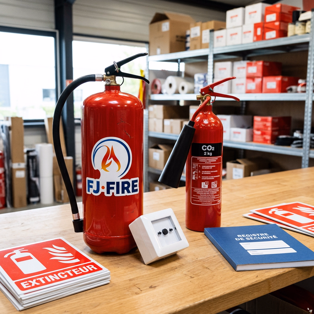 Pack Incendie Commerce et Bureau 200 m² avec alarme, matériel de sécurité incendie FJ Fire