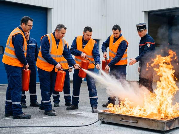 Formation manipulation extincteur sur bac à feu en entreprise