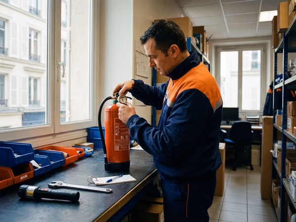 Maintenance et vérification annuelle d'extincteur en entreprise