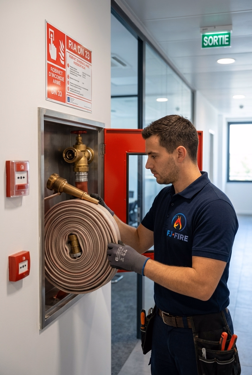 Installation d'un Robinet d'Incendie Armé DN 33 dans un ERP à Bordeaux par FJ FIRE
