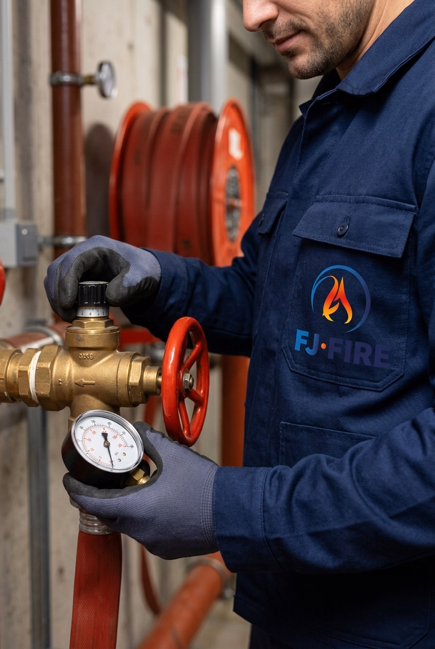 Vérification annuelle d'un RIA à Bordeaux : contrôle de pression et de débit par FJ FIRE